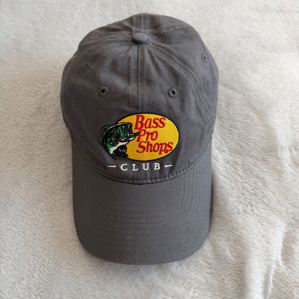 Bass Pro Shops Hat Men OS Gray Club Baseball Cap Embroidered Cotton Adjustable